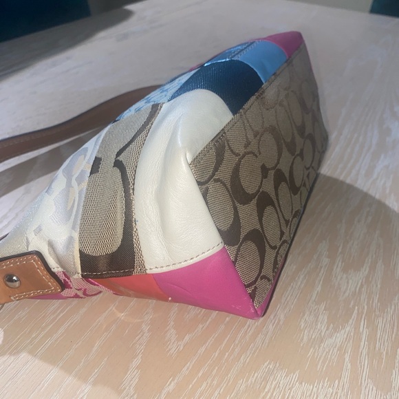 Coach Patchwork Signature Collection Pink, Blue, and Tan combo Shoulder bag - Picture 10 of 15
